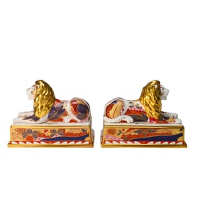 Royal Worcester Pair, Trafalgar Lions, Nelson Collection