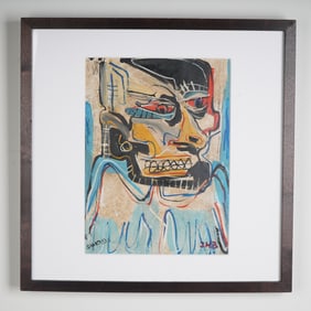 Jean-Michel Basquiat (Attr.) Original Mixed Media on Paper, Signed