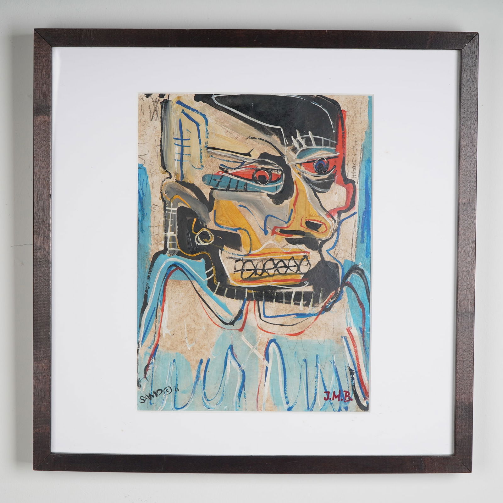 Jean-Michel Basquiat (Attr.) Original Mixed Media on Paper, Signed