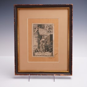 Cornelius Schrevelius 17th c. Original Engraving Title Page Lexicon Manuale