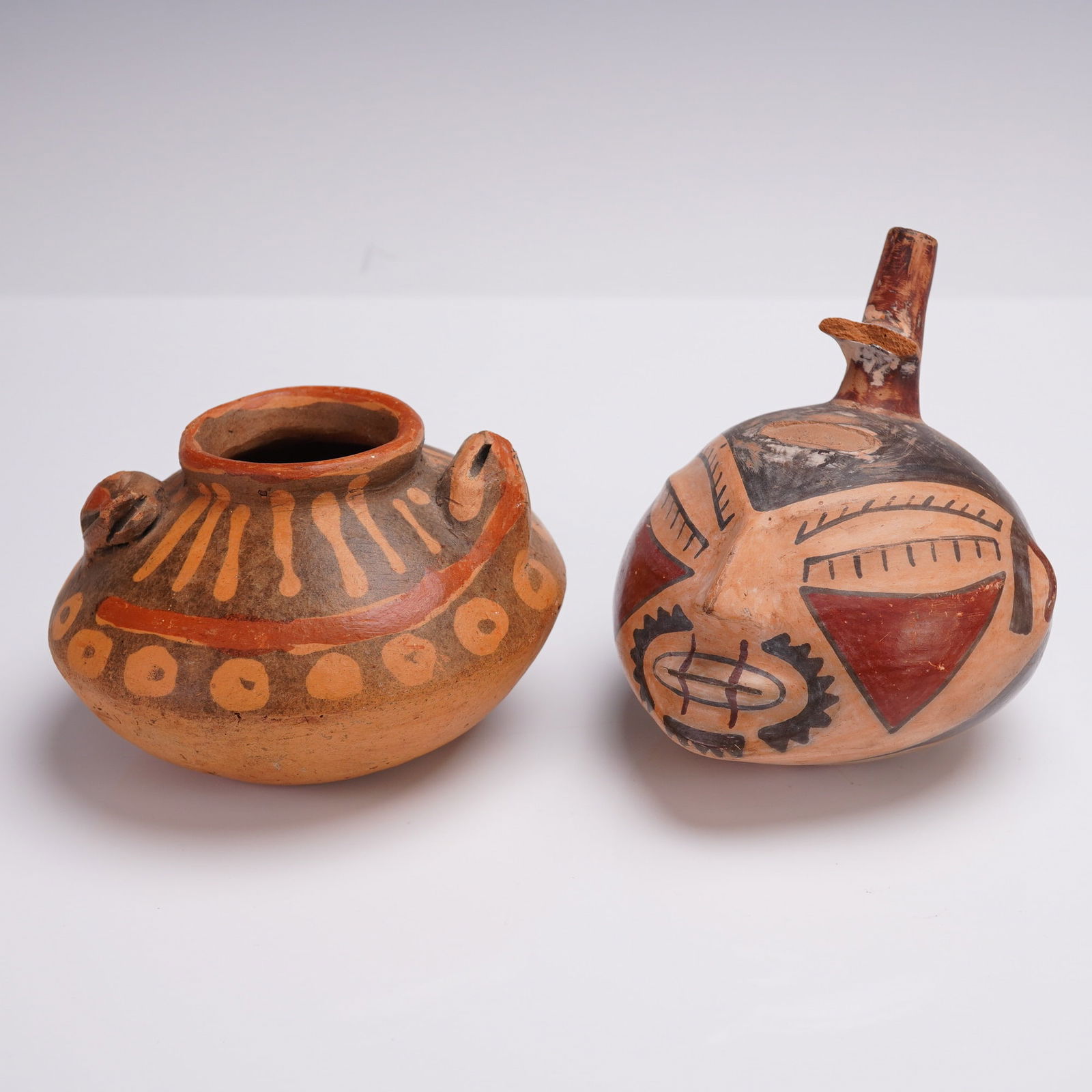 2pc Hand-Painted Pre-Columbian Style Polychrome Pottery Vessels (1 of 5)
