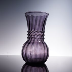 Plum Swirl Optic Blown Glass Vase
