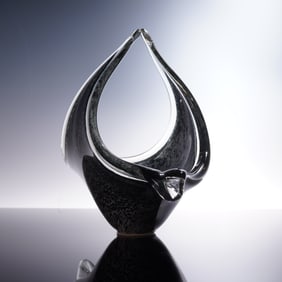 Murano Sculptural Art Glass Teardrop Centerpiece Bowl