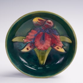 Moorcroft Pottery Low Bowl, Orchid