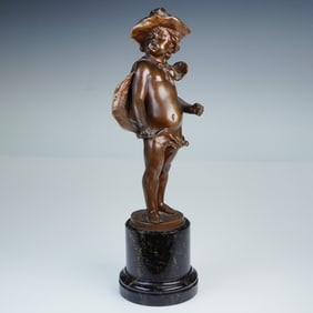 Franz Iffland, Bronze Figure of a Young Boy in Plumed Hat