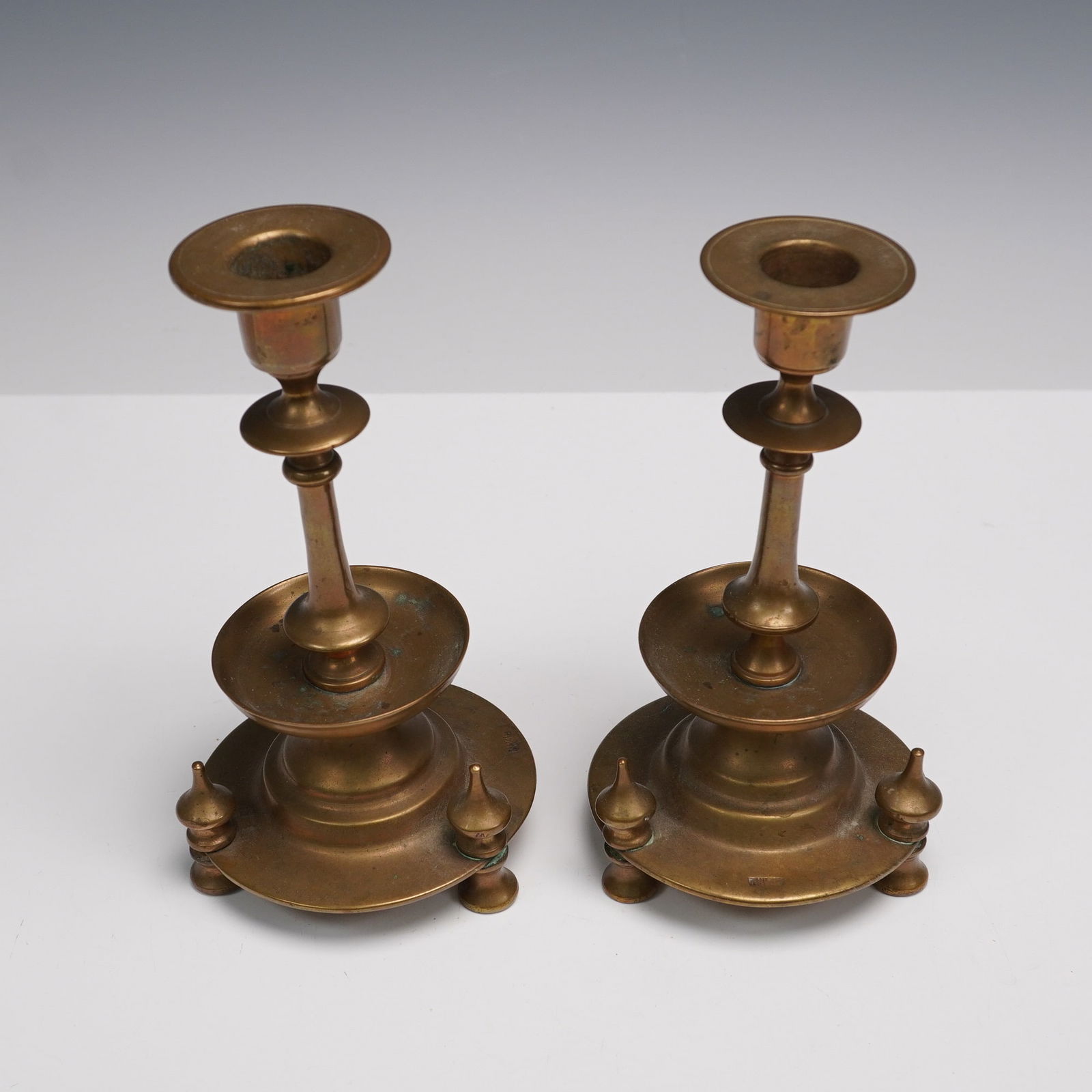 Pair of Bronze Turned Candlesticks (1 of 5)