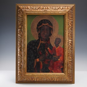 Oil on Canvas Icon, Black Madonna of Czestochowa