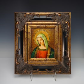 Hand-Painted Oil on Canvas - Madonna Portrait, Signed