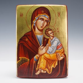 Russian Religious Icon Madonna with Christ by Tanja Mijic-Trebine