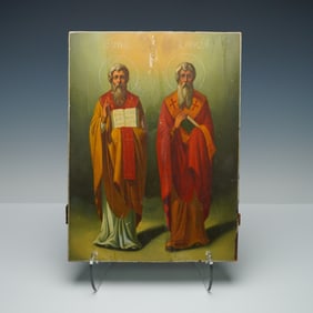 19th Century Russian Orthodox Icon - Saints Cyril and Methodius