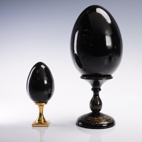 4pc Russian Religious Icon Eggs on Stands