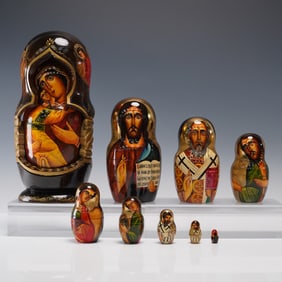 9pc Russian Religious Matryoshka Nesting Doll Set from Sergiev Posad