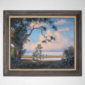 Don D. Brown, Indian River School Oil on Canvas, Florida Landscape, Signed