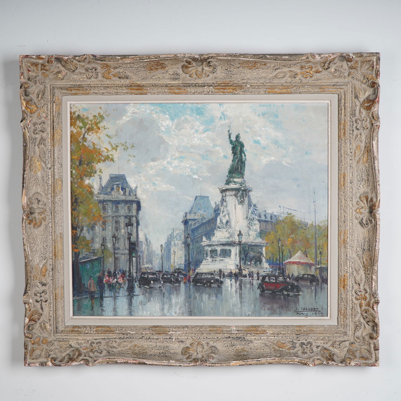 Jean Salabet, Oil on Canvas, Place de la Republique, Paris, Signed (1 of 7)