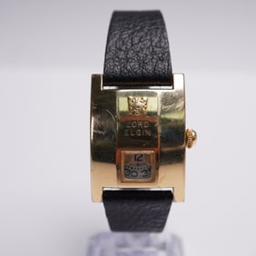 1950s Lord Elgin Direct-Read Jump Hour Wristwatch in 14K Gold-Filled Case