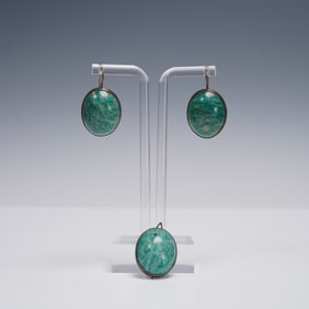 3pc Amazonite Sterling Silver Jewelry Set with Earrings and Pendant