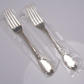 2pc Buccellati Sterling Silver Dinner Forks, Monte Mario Pattern
