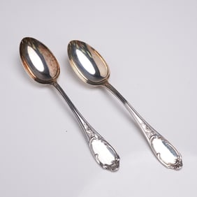 2pc Buccellati Sterling Silver Place Spoons, Monte Mario Pattern