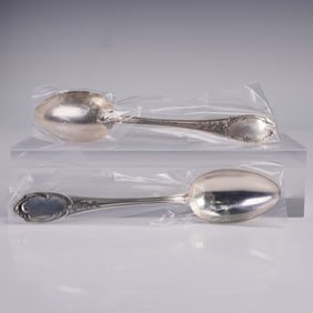 2pc Buccellati Sterling Silver Place Spoons, Monte Mario Pattern