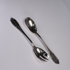 2pc Buccellati Sterling Silver Salad Serving Set, Monte Mario Pattern