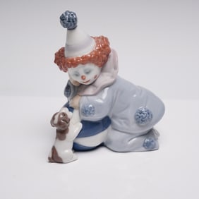 Lladro Porcelain Figurine, Pierrot with Puppy & Ball 1005278
