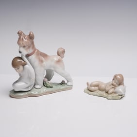 2pc Lladro Porcelain Figurines, Safe and Sound and Baby Jesus