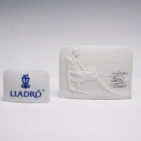 2pc Lladro Porcelain Plaques, Charter Member and Small Lladro