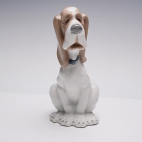 Nao by Lladro Porcelain Figurine, Seated Basset