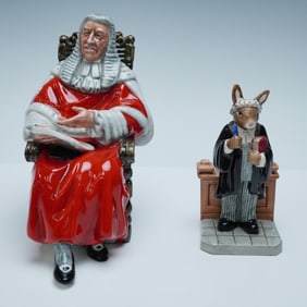 2pc Royal Doulton The Judge Figurine HN2443 & Bunnykins Barrister DB374