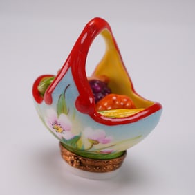 Fruit Basket Ring Box Limoges France Miniature Fruit MP