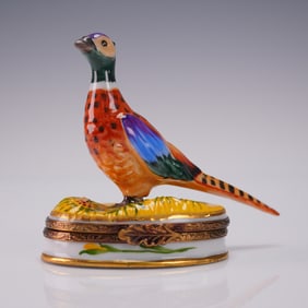 Limoges France Ring Box Chamart Pheasant Bird