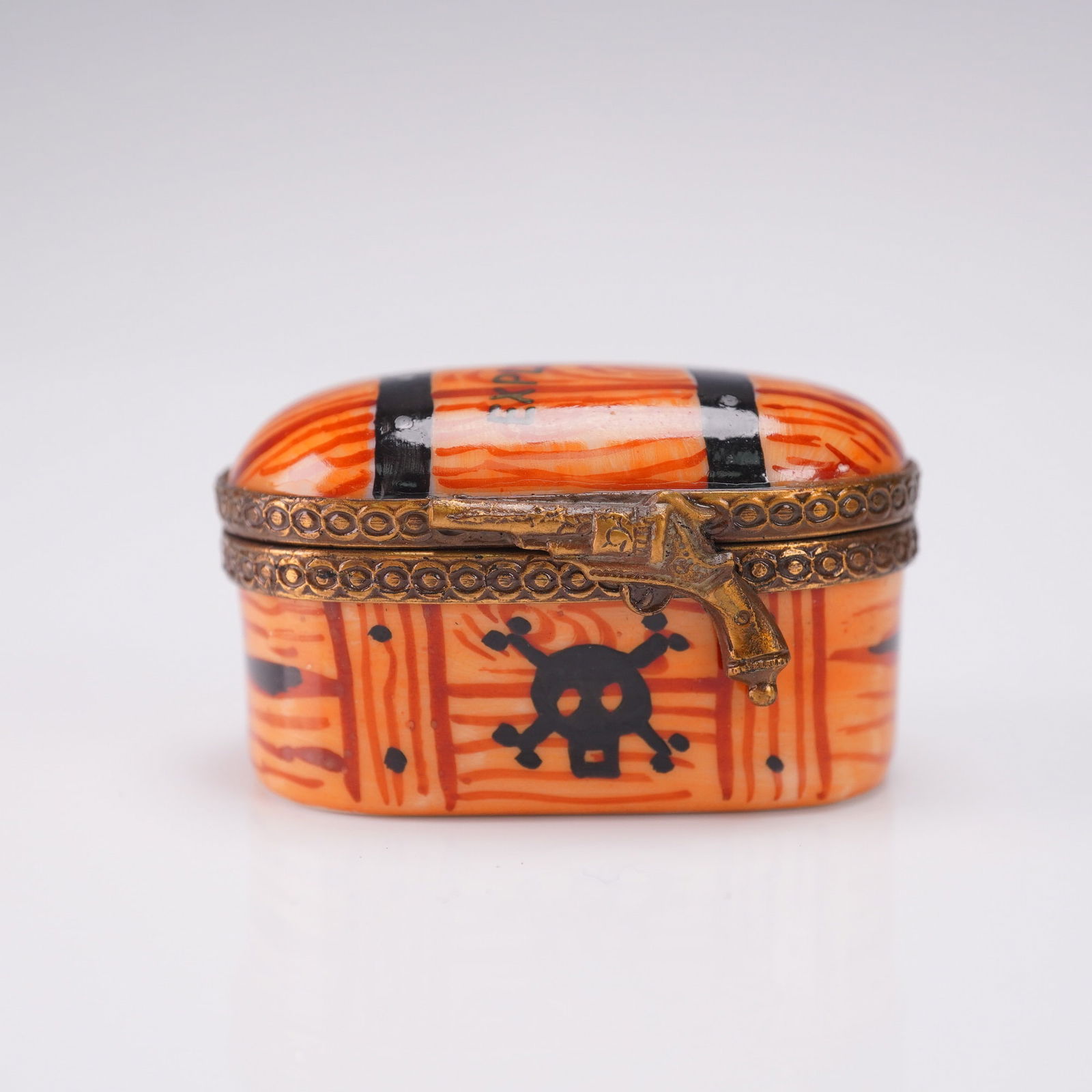 Ring Box Limoges France Pirate Explosives Barrel Peint Main (1 of 6)
