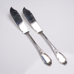 2pc Buccellati Sterling Silver Fish Knives, Monte Mario Pattern