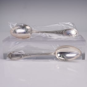 2pc Buccellati Sterling Silver Place Spoons, Monte Mario Pattern
