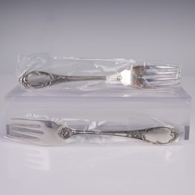 2pc Buccellati Sterling Silver Fish/Salad Forks, Monte Mario Pattern