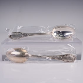 2pc Buccellati Sterling Silver Place Spoons, Monte Mario Pattern
