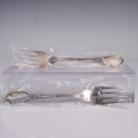 2pc Buccellati Sterling Silver Fish/Salad Forks, Monte Mario Pattern