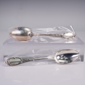 2pc Buccellati Sterling Silver Place Spoons, Monte Mario Pattern