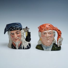 2pc Royal Doulton Character Jugs, Fortune Teller, Wizard