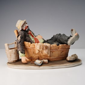 Emmett Kelly Jr Porcelain Figurine, Saturday Night