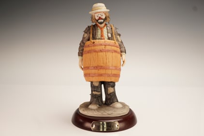 Flambro Emmett Kelly Jr. Figurine, Over a Barrel