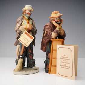 2pc Flambro Emmett Kelly Jr. Figurines, Limited Editions