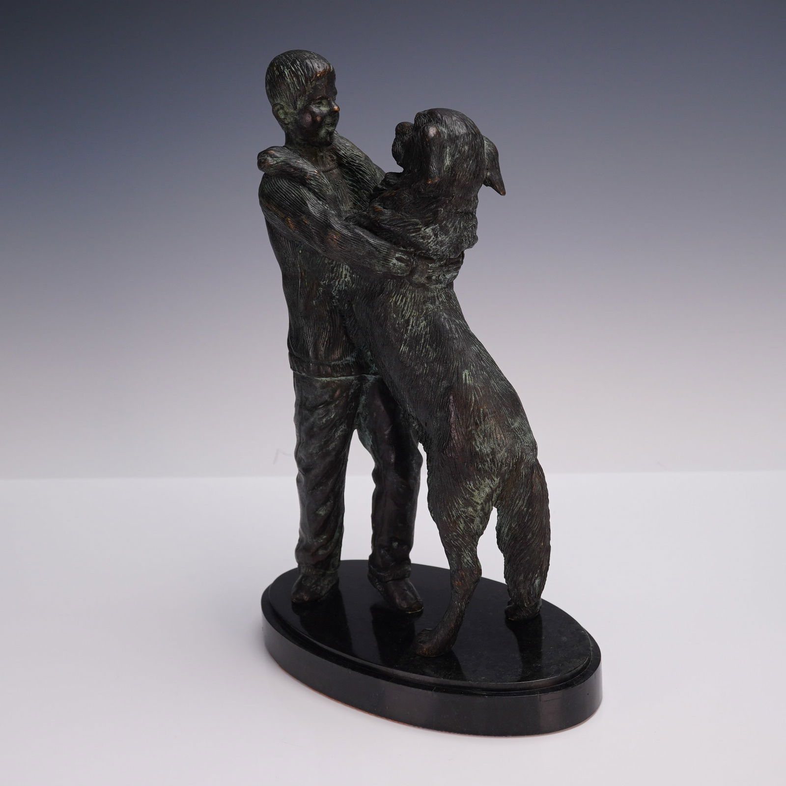 Maitland Smith Bronze Sculpture of a Boy and Dog (1 of 5)
