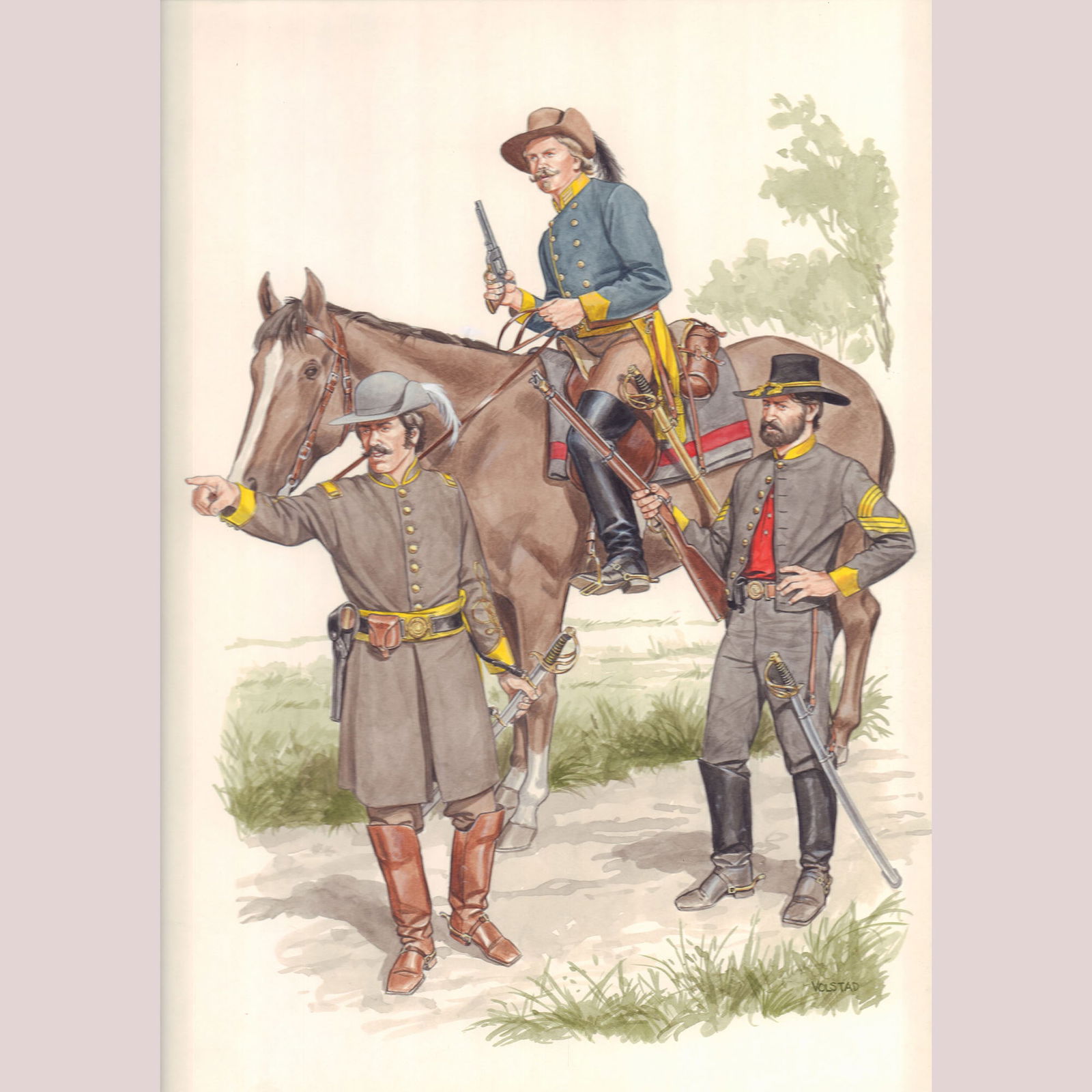 Ron Volstad, Original Gouache Illustration for Osprey - Confederate Cavalry (1 of 2)