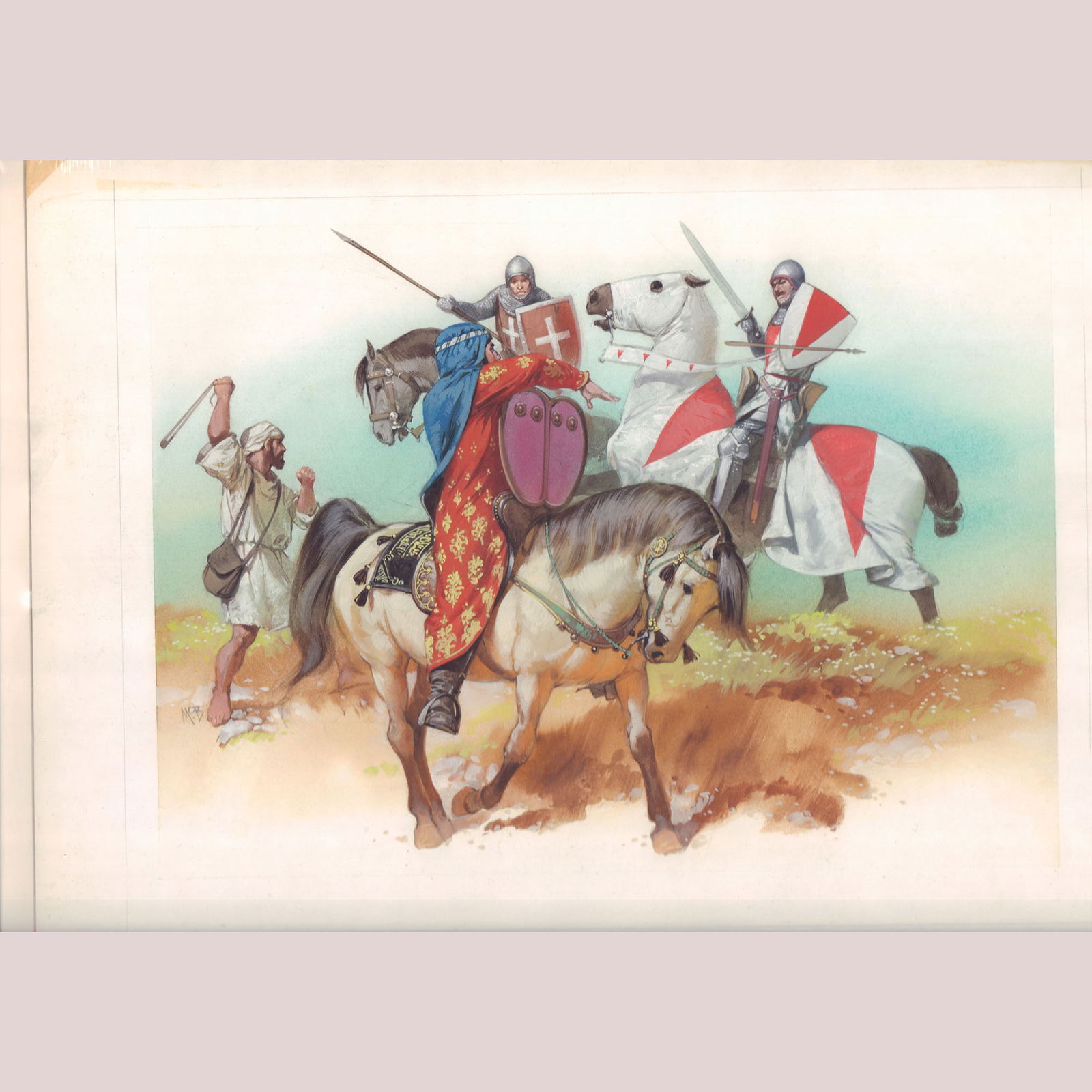 Angus McBride, Original Gouache Illustration, Crusader Battle Scene (1 of 1)