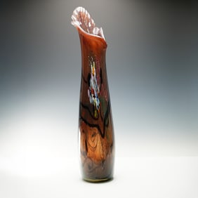 Contemporary Studio Art Glass Vase, Signed Colla