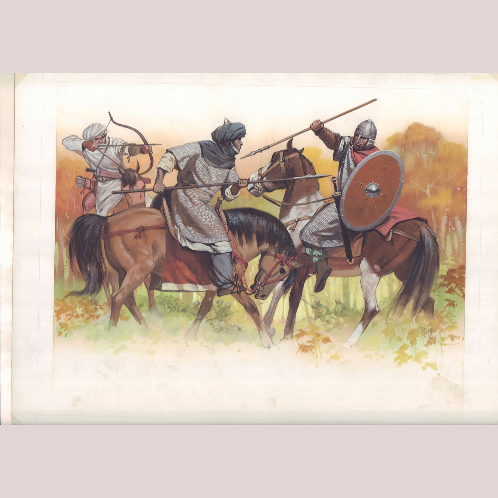 Angus McBride, Original Gouache Illustration,Blandford Press Moorish Battle (1 of 1)