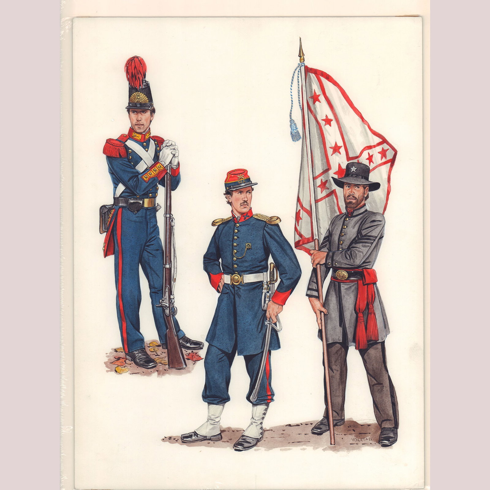 Ron Volstad Original Gouache on Board, American Civil War Uniforms, Signed (1 of 1)