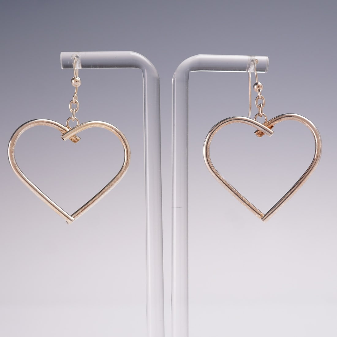 One pair Sterling Silver Heart Earrings Marked Italy (1 of 5)