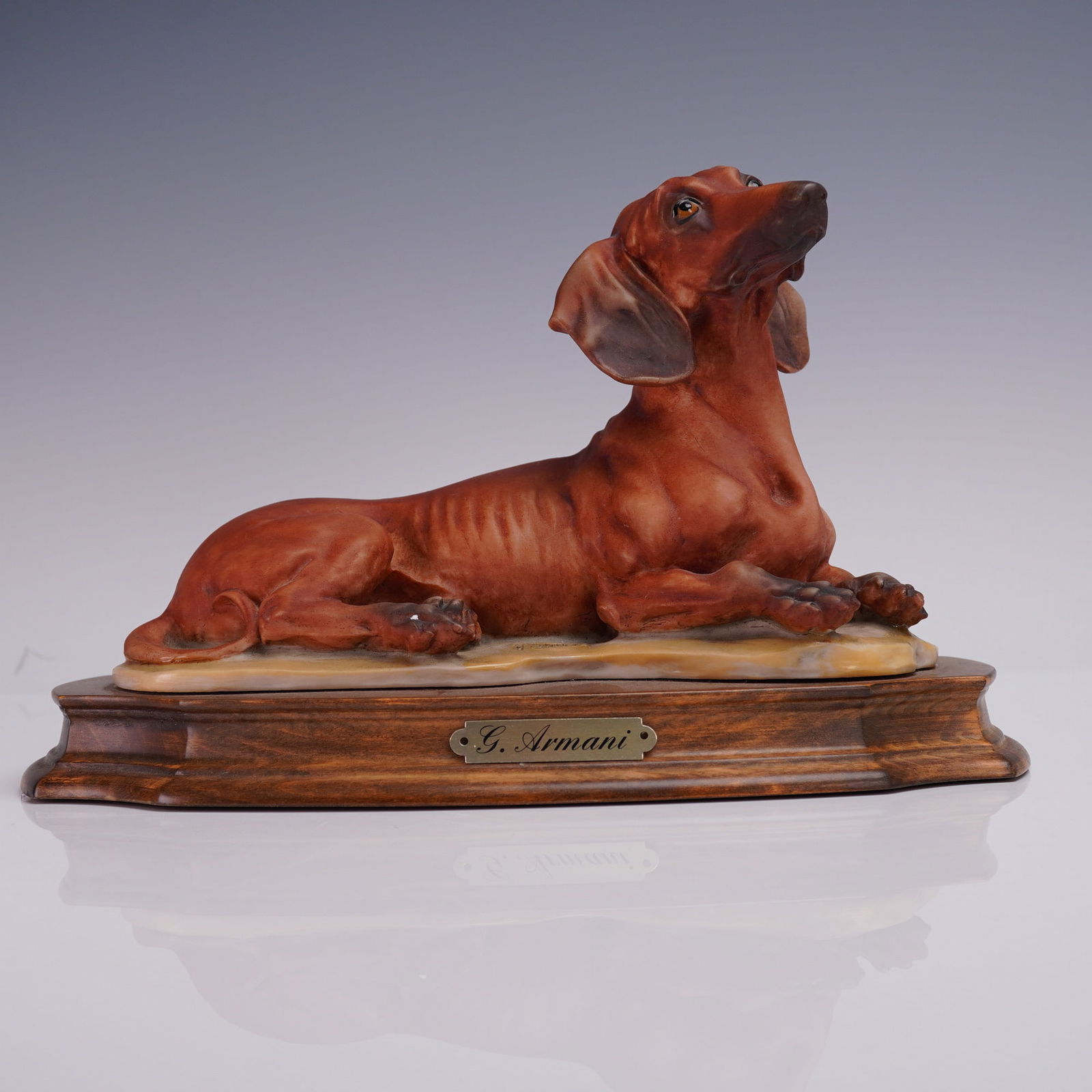 G. Armani Florence Sculpture Dachshund on Wood Base (1 of 9)